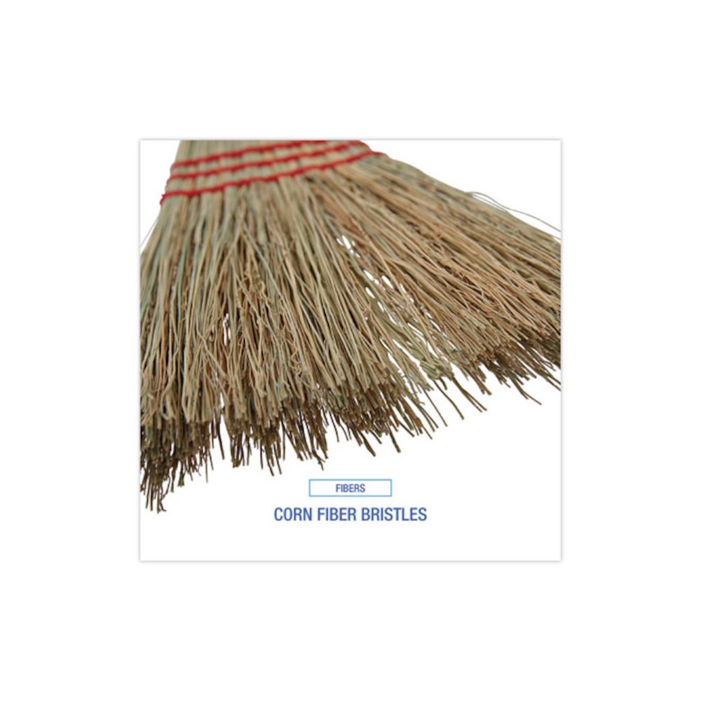 Corn Fiber Lobby/Toy Broom, Corn Fiber Bristles, 39" Overall Length, Red, 12/Carton. Picture 4