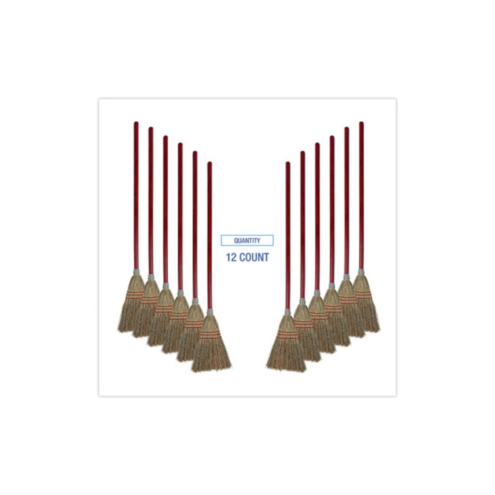 Corn Fiber Lobby/Toy Broom, Corn Fiber Bristles, 39" Overall Length, Red, 12/Carton. Picture 6