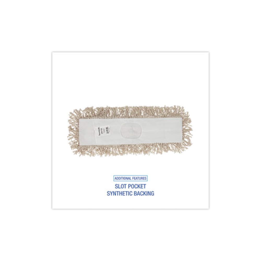 Industrial Dust Mop Head, Cotton, 18 x 3, White. Picture 3