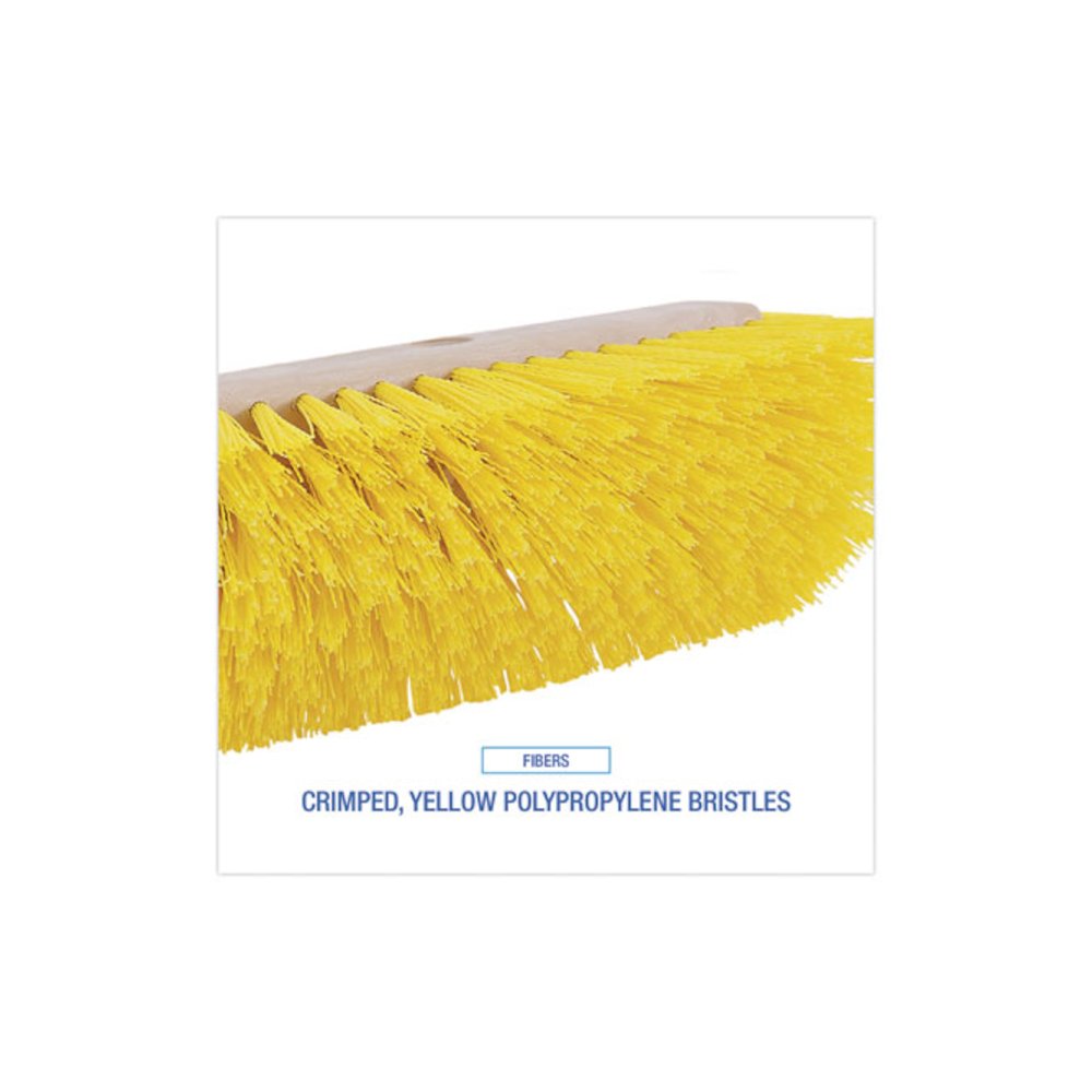 Dual-Surface Scrub Brush, Yellow Polypropylene Bristles, 10" Brush, Plastic Handle. Picture 4