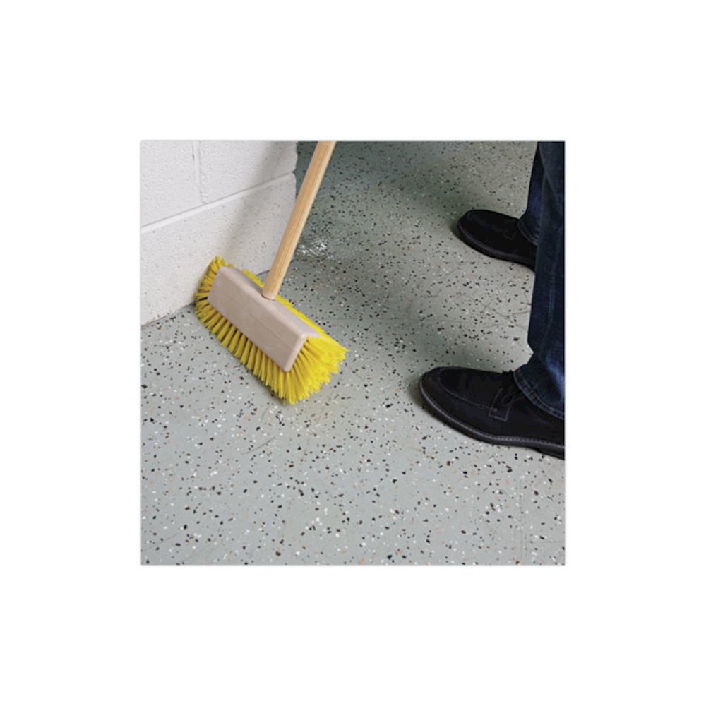 Dual-Surface Scrub Brush, Yellow Polypropylene Bristles, 10" Brush, Plastic Handle. Picture 5