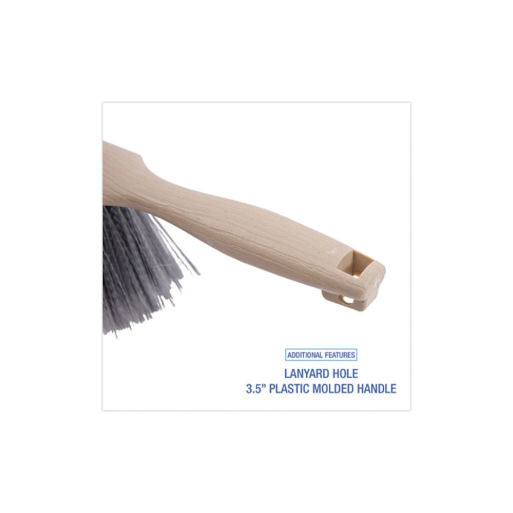 Counter Brush, Gray Flagged Polypropylene Bristles, 4.5" Brush, 3.5" Tan Plastic Handle. Picture 3