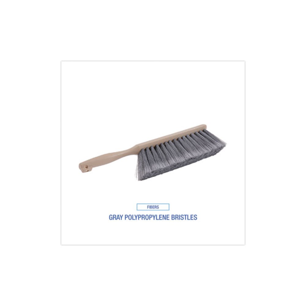 Counter Brush, Gray Flagged Polypropylene Bristles, 4.5" Brush, 3.5" Tan Plastic Handle. Picture 4