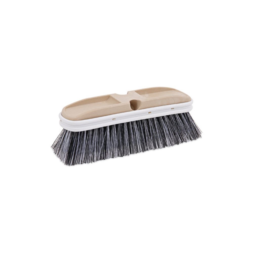 Polystyrene Vehicle Brush with Vinyl Bumper, Black/White Polystyrene Bristles, 10" Brush. Picture 1