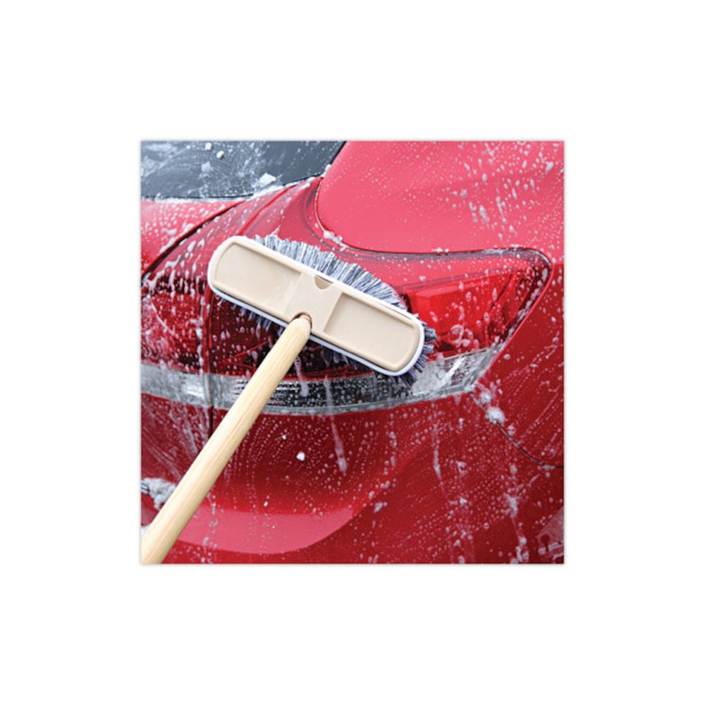Polystyrene Vehicle Brush with Vinyl Bumper, Black/White Polystyrene Bristles, 10" Brush. Picture 5