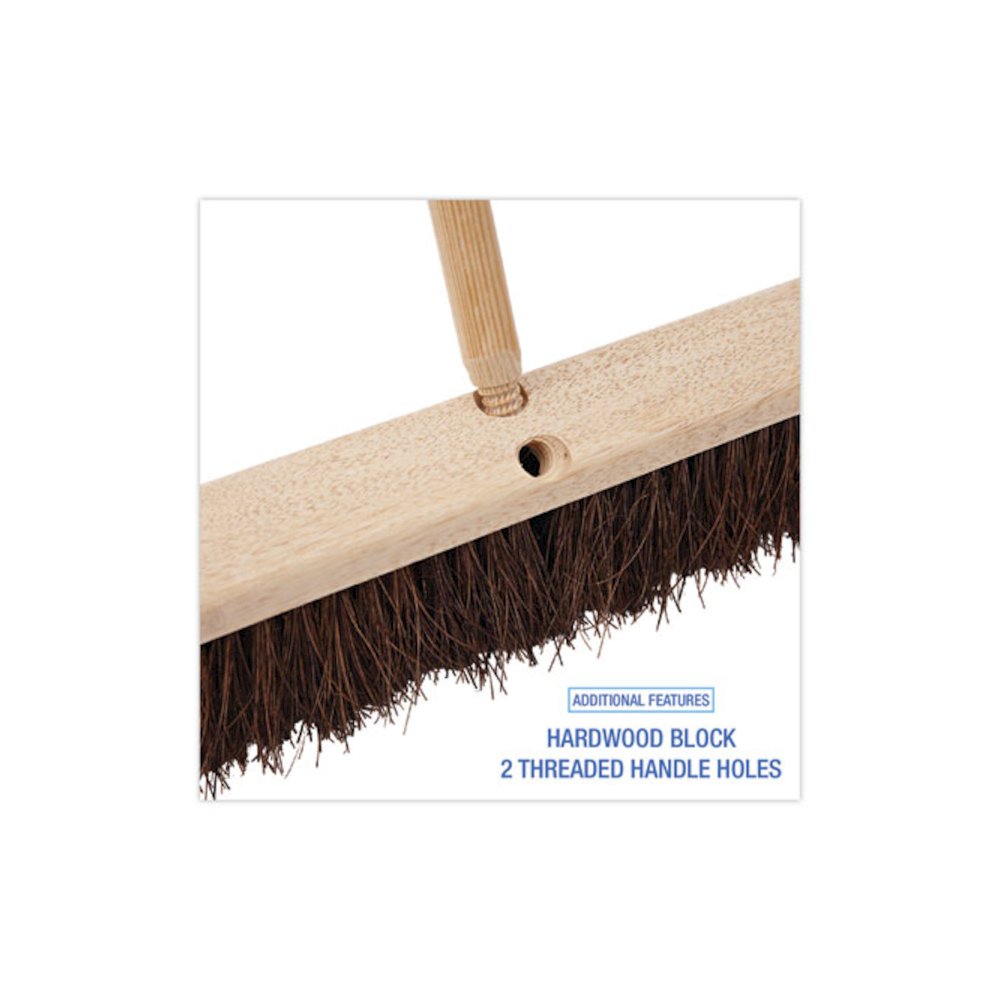 Floor Brush Head, 3.25" Natural Palmyra Fiber Bristles, 18" Brush. Picture 3