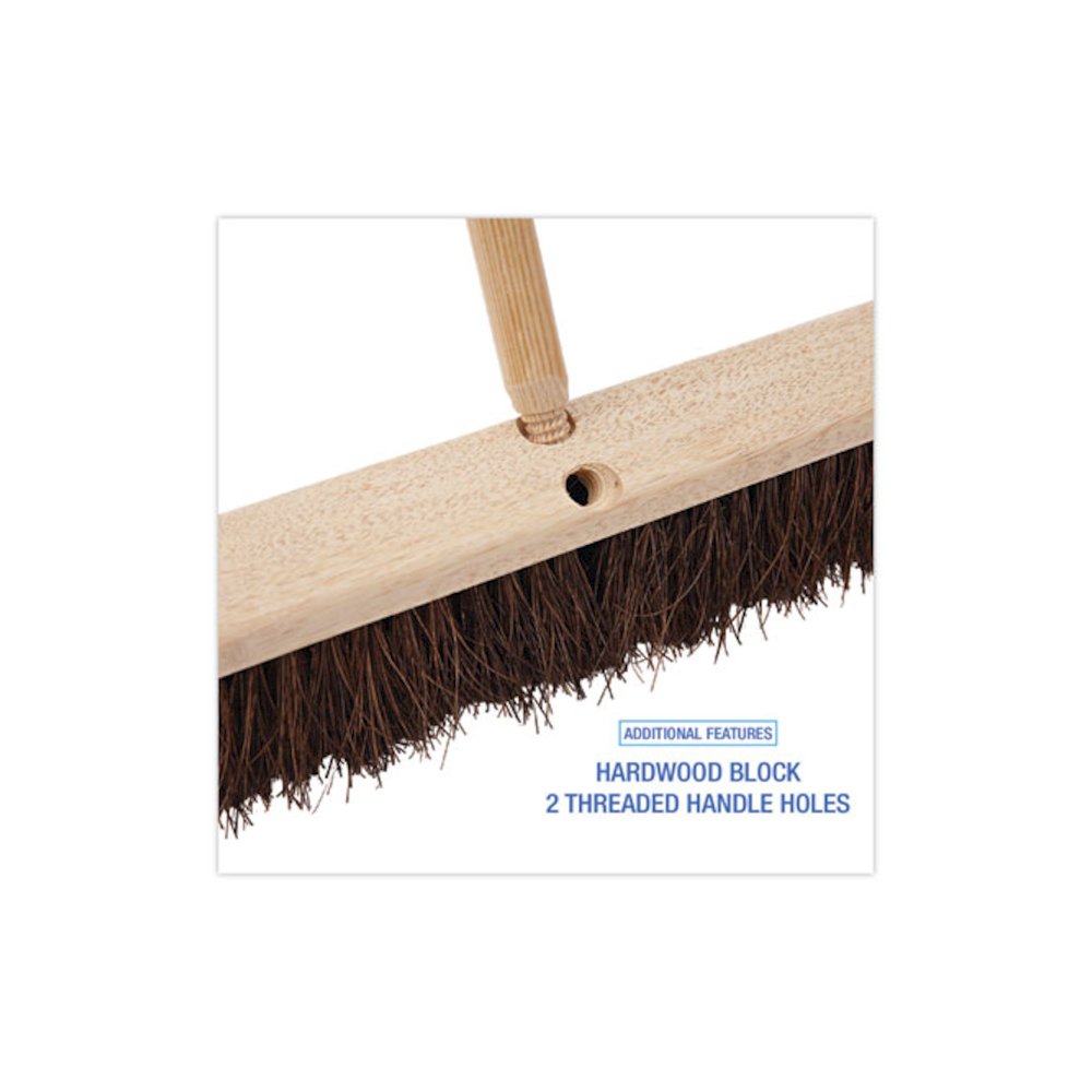 Floor Brush Head, 3.25" Natural Palmyra Fiber Bristles, 24" Brush. Picture 3
