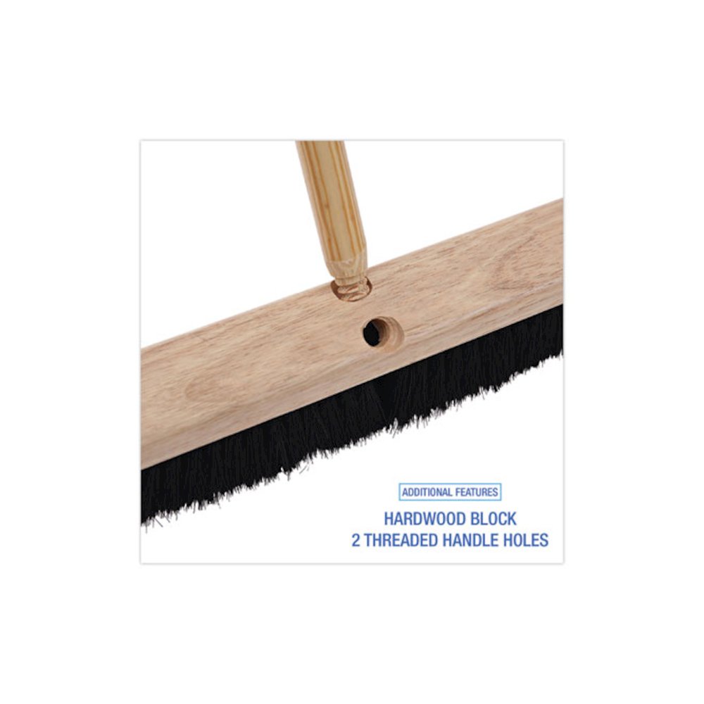 Floor Brush Head, 2.5" Black Tampico Fiber Bristles, 18" Brush. Picture 3