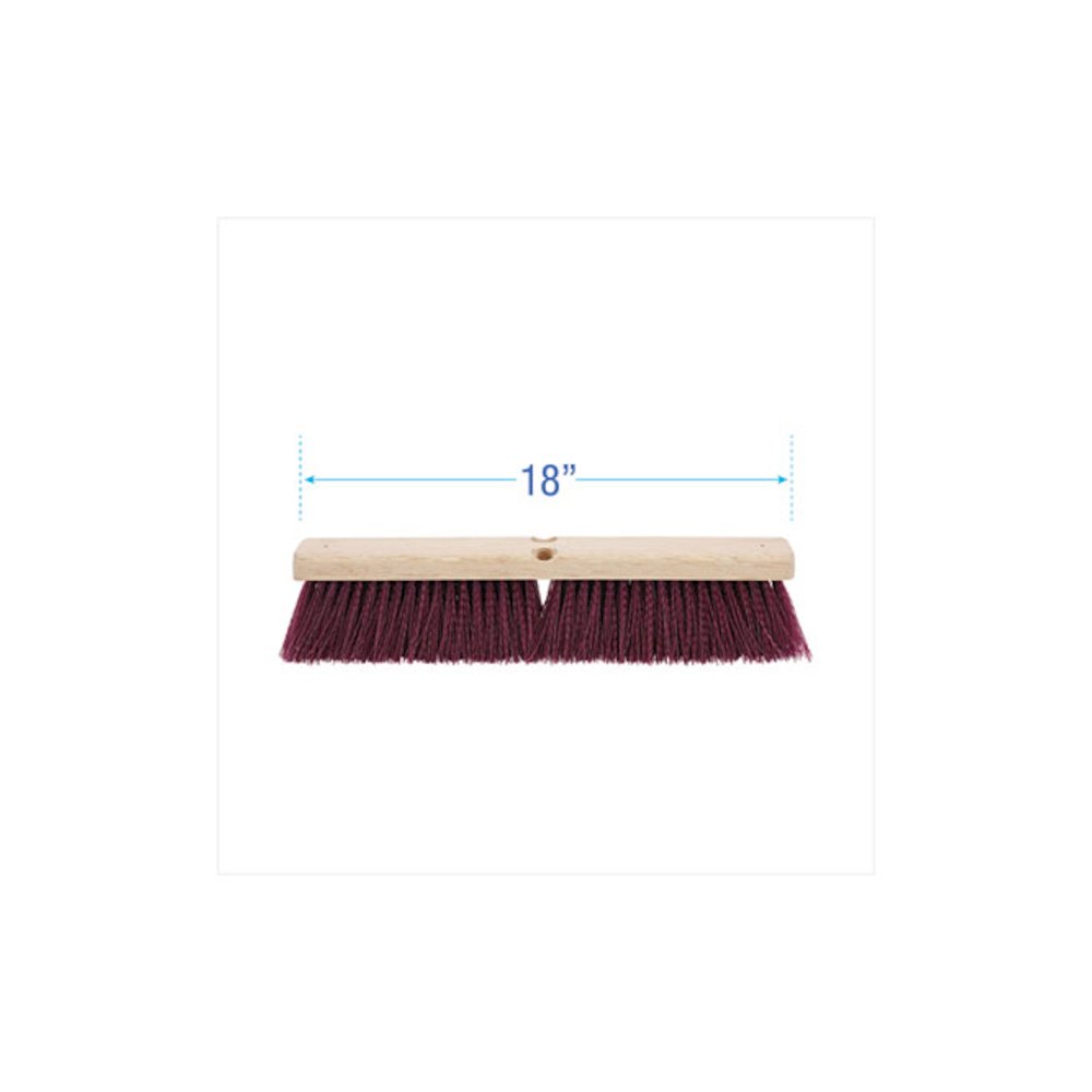 Floor Brush Head, 3" Maroon Heavy-Duty Polypropylene Bristles, 18" Brush. Picture 2