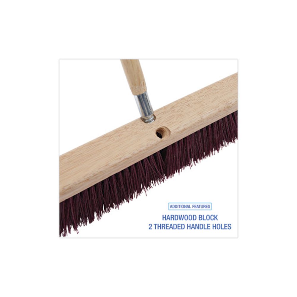 Floor Brush Head, 3" Maroon Heavy-Duty Polypropylene Bristles, 18" Brush. Picture 3