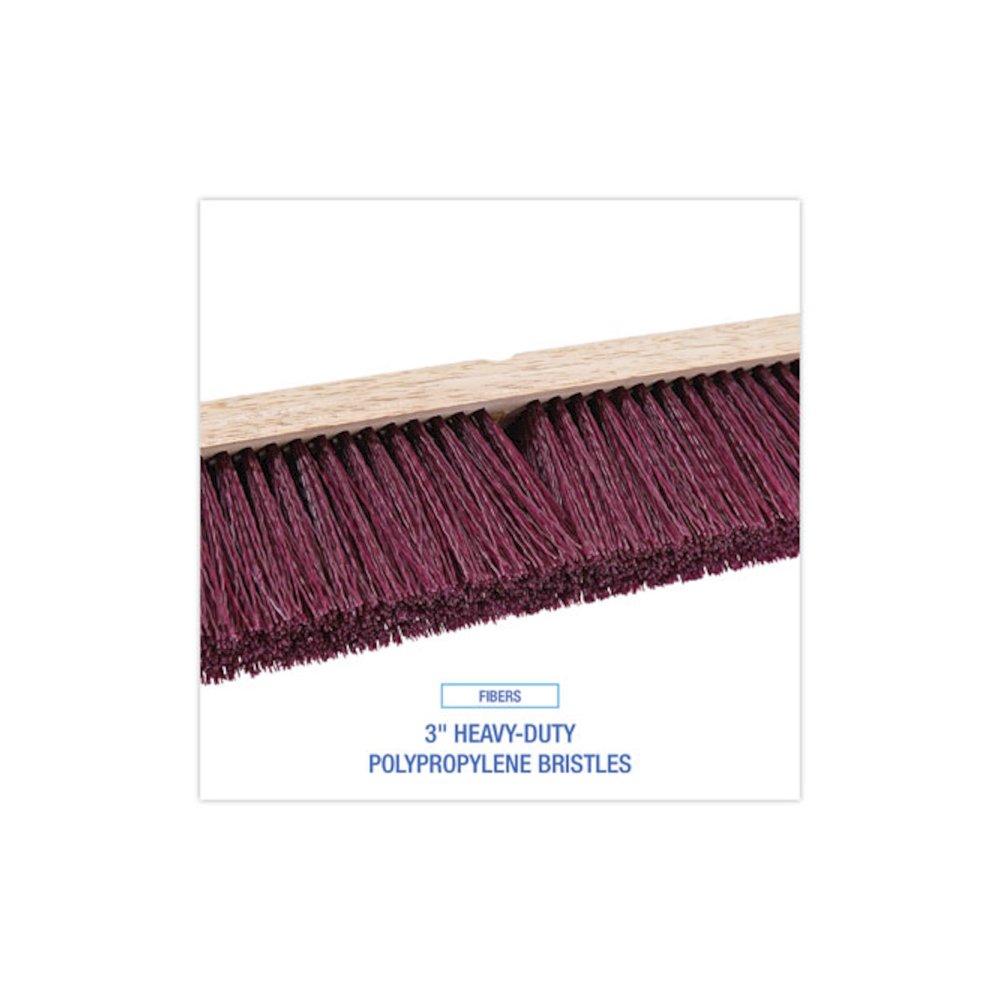 Floor Brush Head, 3" Maroon Heavy-Duty Polypropylene Bristles, 18" Brush. Picture 4