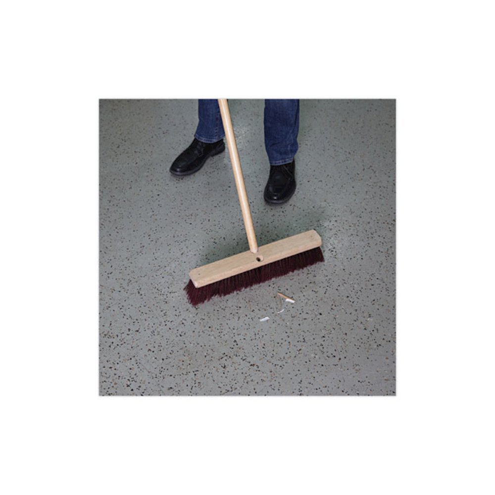 Floor Brush Head, 3" Maroon Heavy-Duty Polypropylene Bristles, 18" Brush. Picture 5