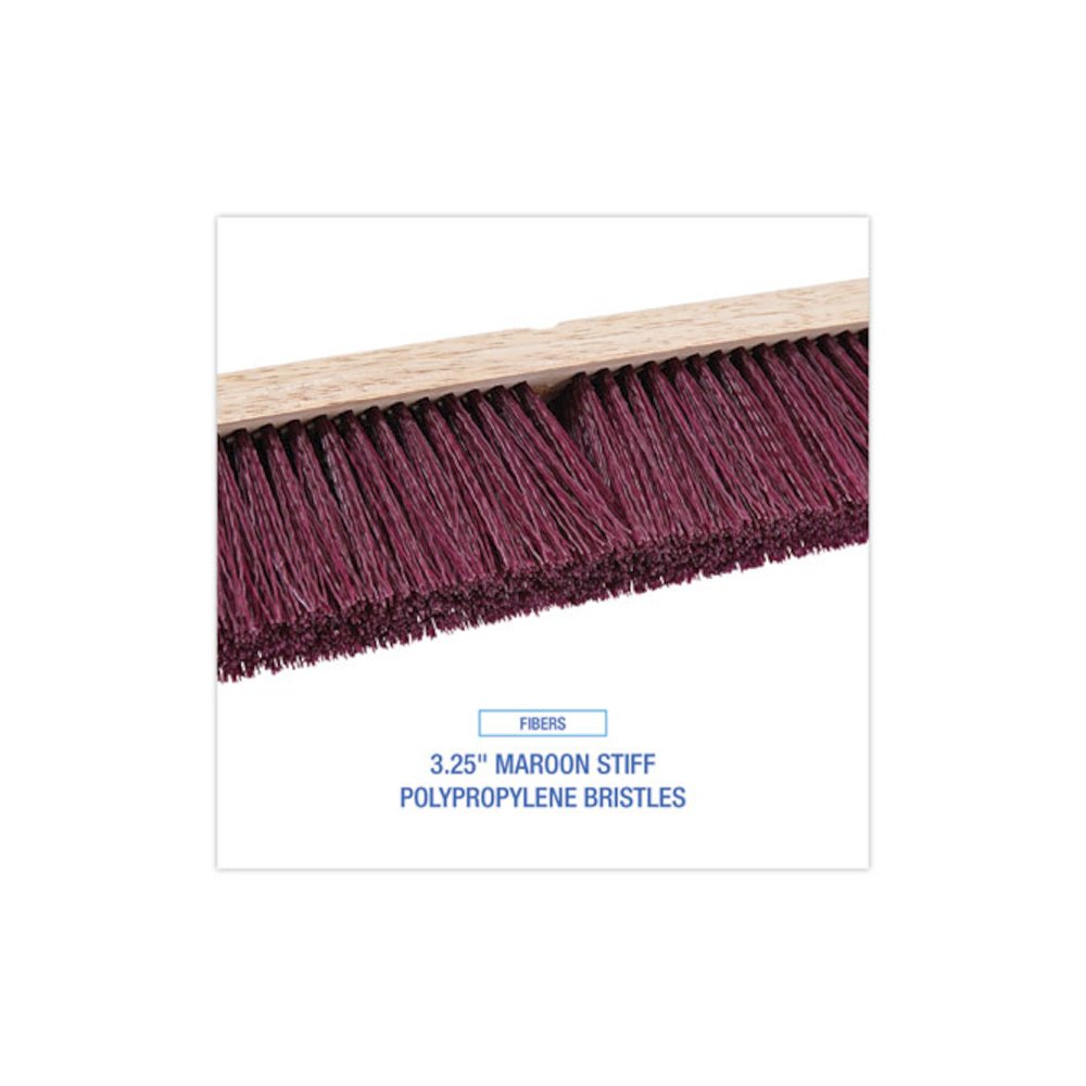 Floor Brush Head, 3.25" Maroon Stiff Polypropylene Bristles, 24" Brush. Picture 4