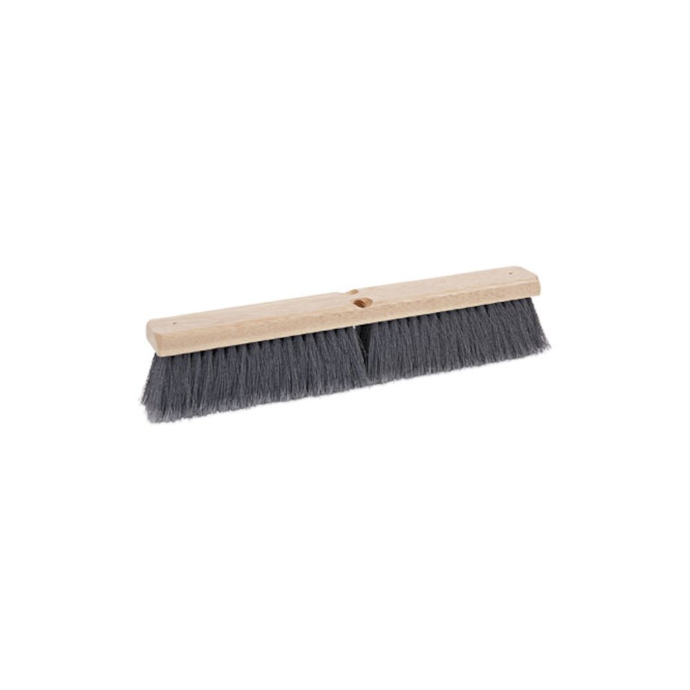 Floor Brush Head, 3" Gray Flagged Polypropylene Bristles, 18" Brush. Picture 1