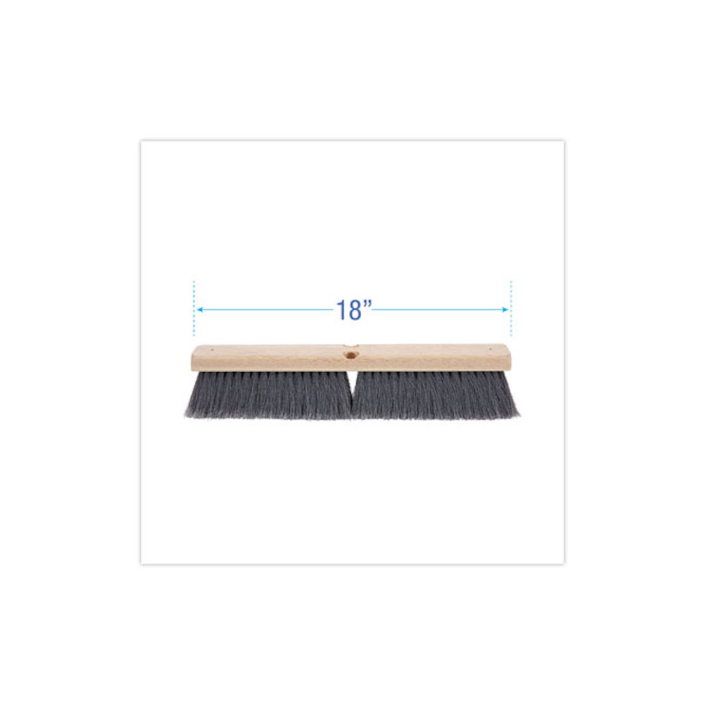 Floor Brush Head, 3" Gray Flagged Polypropylene Bristles, 18" Brush. Picture 2