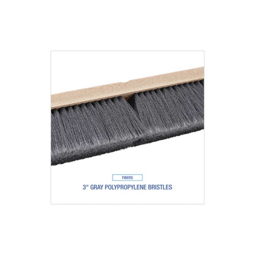 Floor Brush Head, 3" Gray Flagged Polypropylene Bristles, 18" Brush. Picture 4