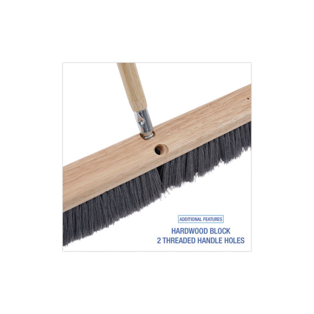 Floor Brush Head, 3" Gray Flagged Polypropylene Bristles, 24" Brush. Picture 3