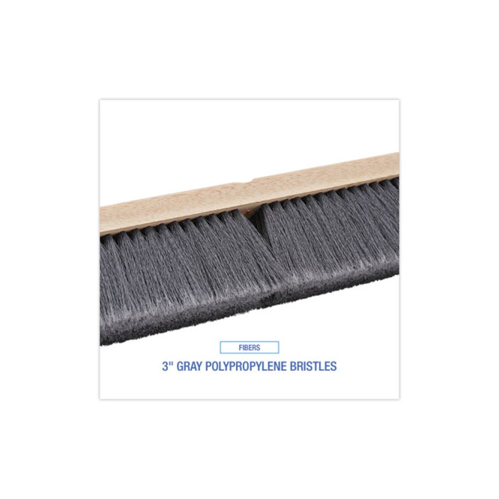 Floor Brush Head, 3" Gray Flagged Polypropylene Bristles, 24" Brush. Picture 4