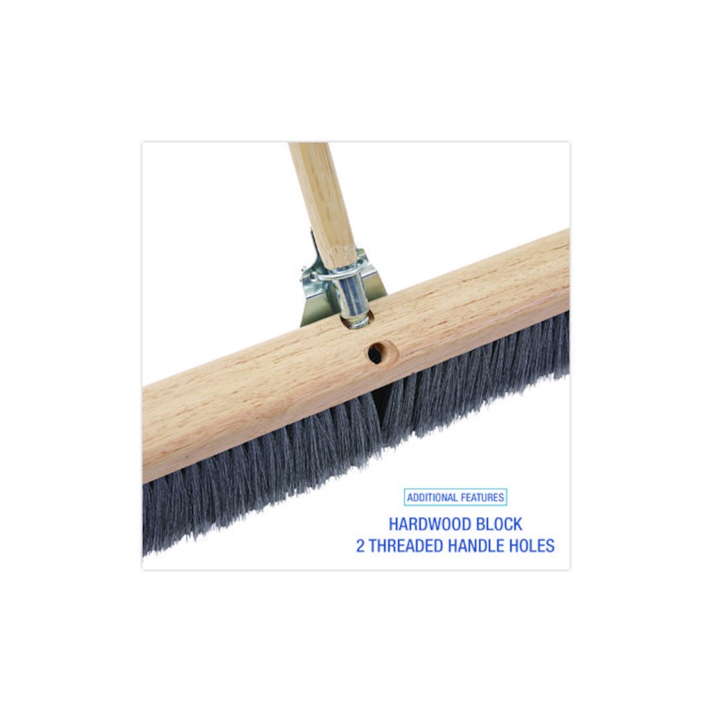 Floor Brush Head, 3" Gray Flagged Polypropylene Bristles, 36" Brush. Picture 4