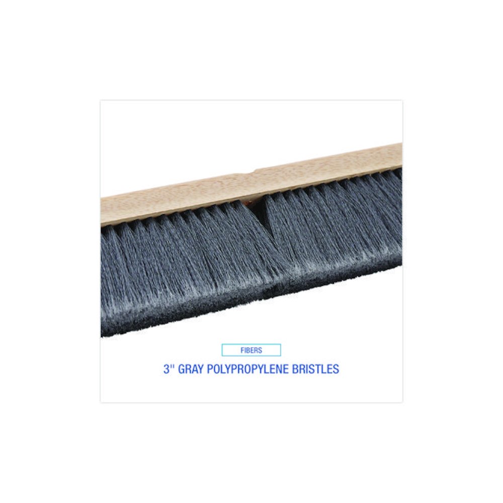 Floor Brush Head, 3" Gray Flagged Polypropylene Bristles, 36" Brush. Picture 5