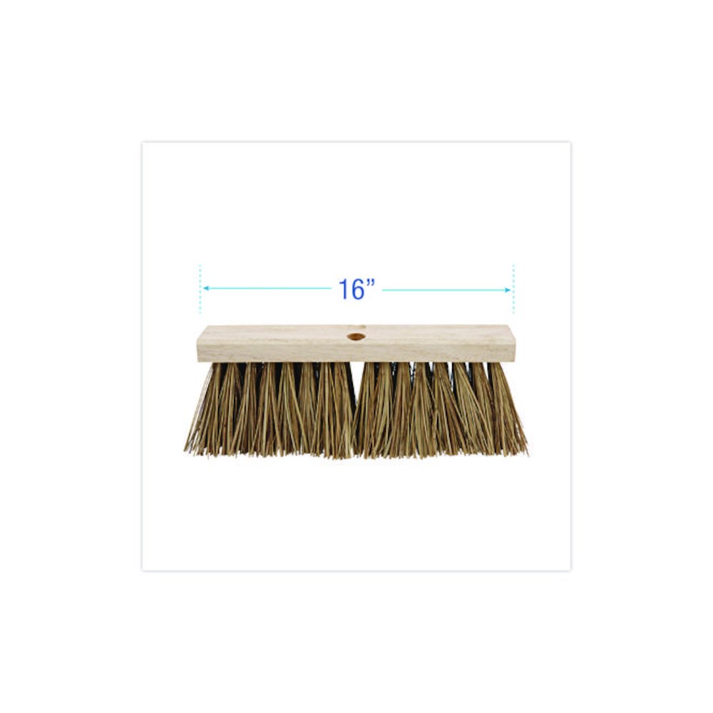 Street Broom Head, 6.25" Brown Palmyra Fiber Bristles, 16" Brush. Picture 3