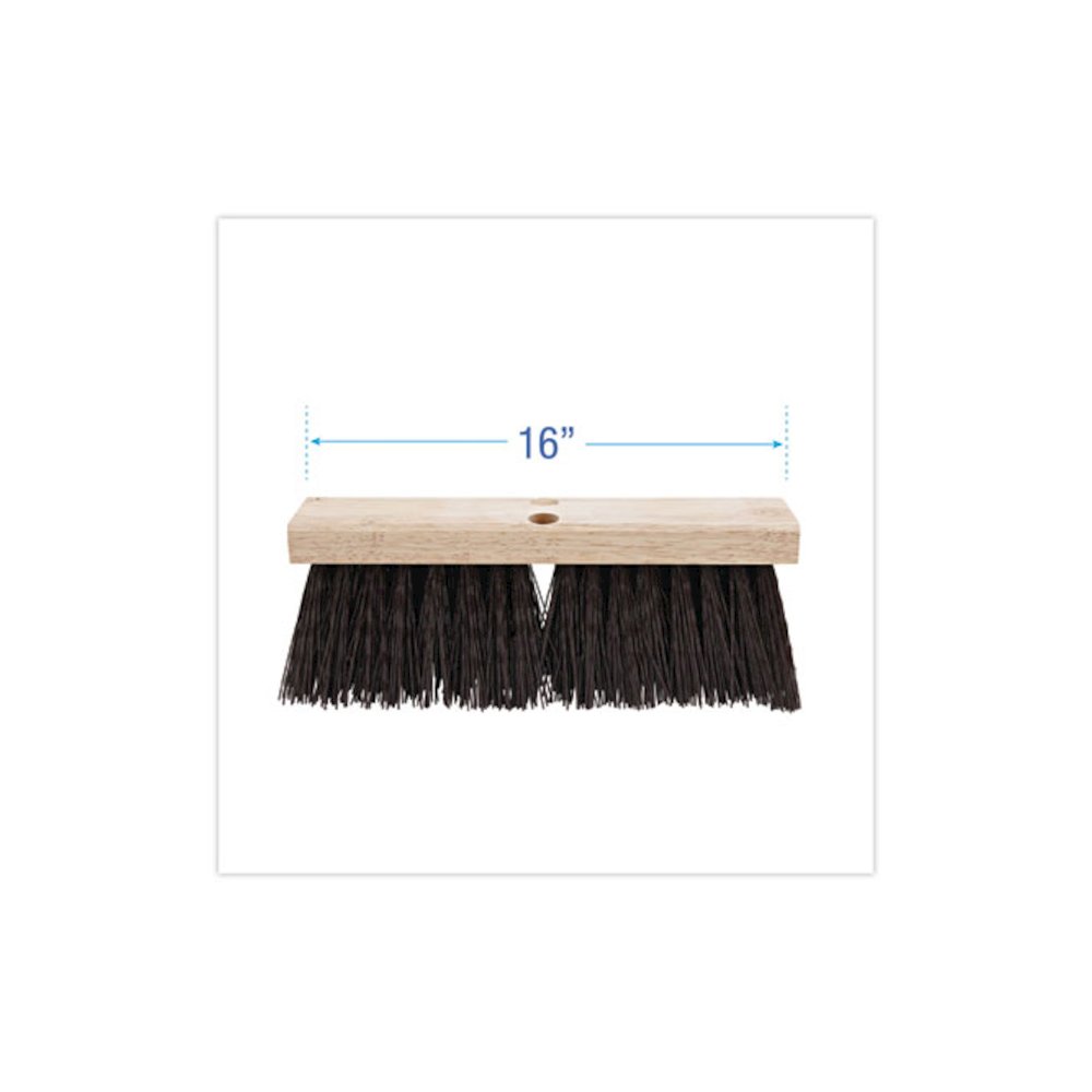 Street Broom Head, 6.25" Brown Polypropylene Bristles, 16" Brush. Picture 2