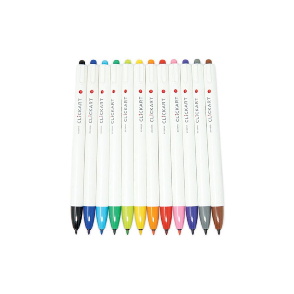ClickArt Porous Point Pen, Retractable, Fine 0.6 mm, Assorted Ink Colors, White Barrel, 36/Pack. Picture 6