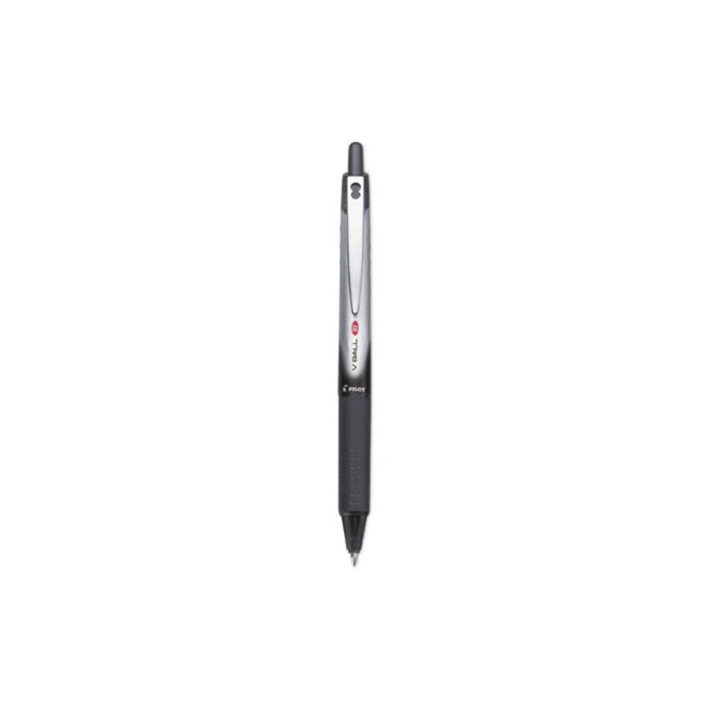 VBall RT Liquid Ink Rollerball Pen, Retractable, Fine 0.7 mm, Black Ink, Black/White Barrel. Picture 1