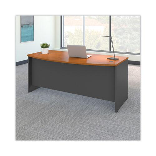 Series C Collection Bow Front Desk, 71.13" x 36.13" x 29.88", Natural Cherry/Graphite Gray. Picture 3
