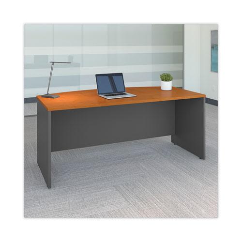 Series C Collection Bow Front Desk, 71.13" x 36.13" x 29.88", Natural Cherry/Graphite Gray. Picture 2
