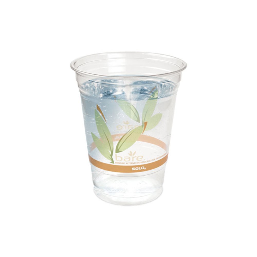 Bare Eco-Forward RPET Cold Cups, Squat, 12 oz to 14 oz, Plastic, Leaf Design, 50/Pack. Picture 3