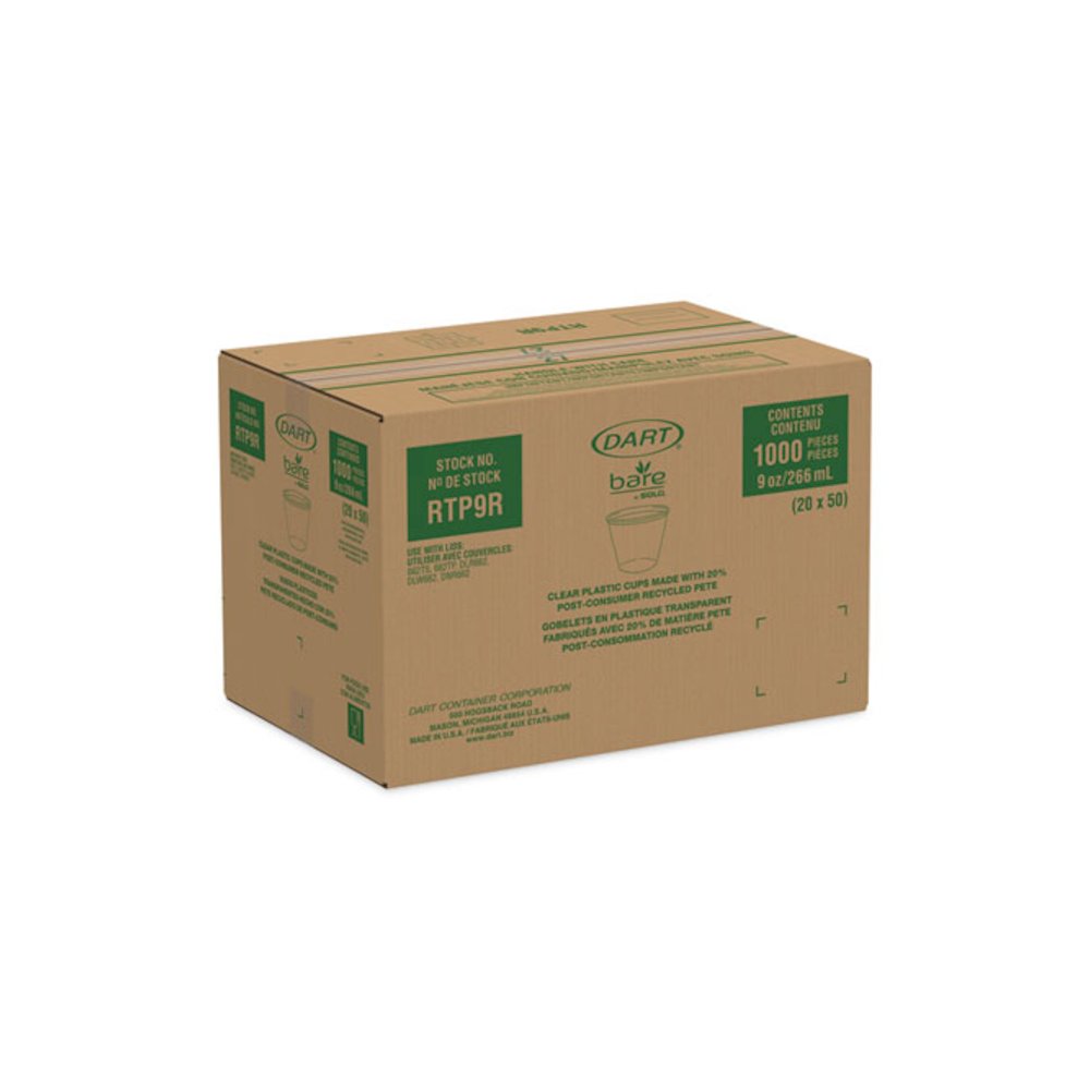 Bare Eco-Forward RPET Cold Cups, ProPlanet Seal, 9 oz, Plastic, Leaf Design, 1,000/Carton. Picture 3