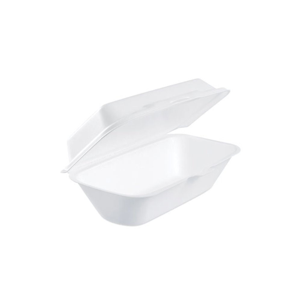 Foam Hinged Lid Container, Hoagie Container with Removable Lid, 5.3 x 9.8 x 3.3, White, 125/Bag, 4 Bags/Carton. Picture 2