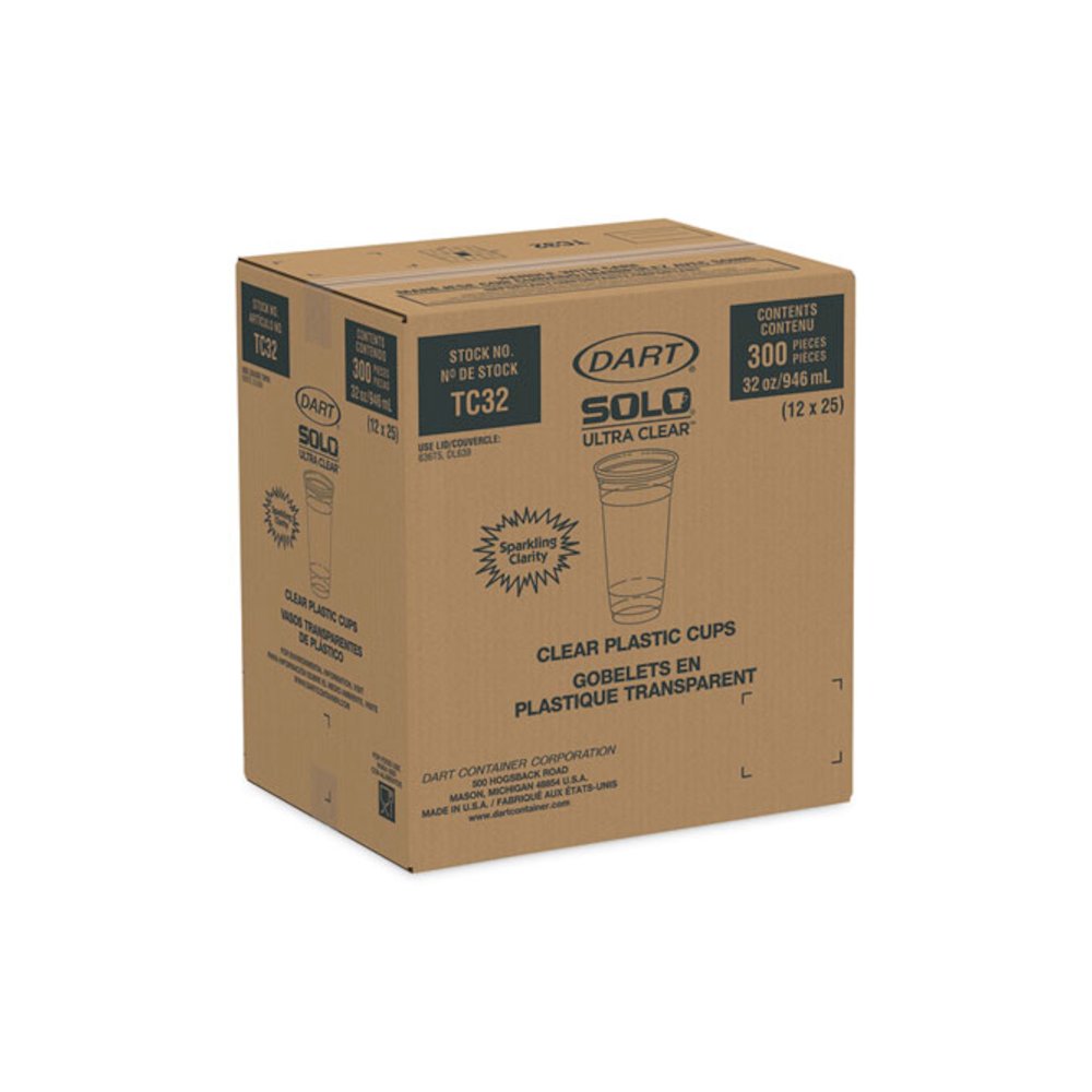 Ultra Clear PETE Cold Cups, 32 oz, Plastic, Clear, 300/Carton. Picture 3