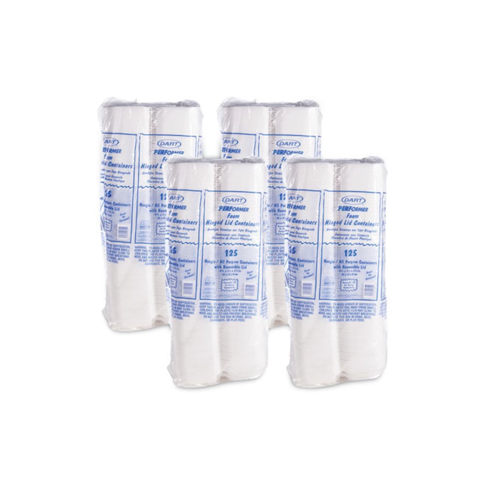 Foam Hinged Lid Container, Hoagie Container with Removable Lid, 5.3 x 9.8 x 3.3, White, 125/Bag, 4 Bags/Carton. Picture 5