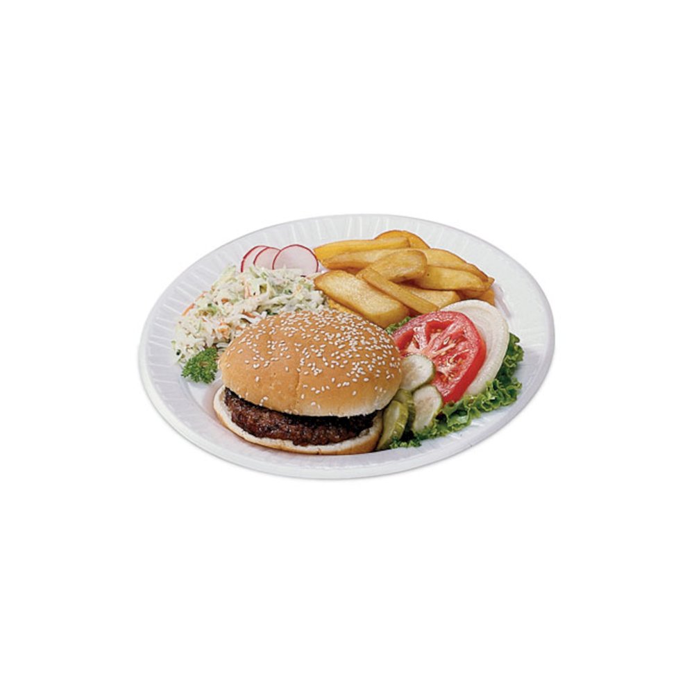 Quiet Classic Laminated Foam Dinnerware Plate, 9" dia, White, 125/Pack. Picture 3