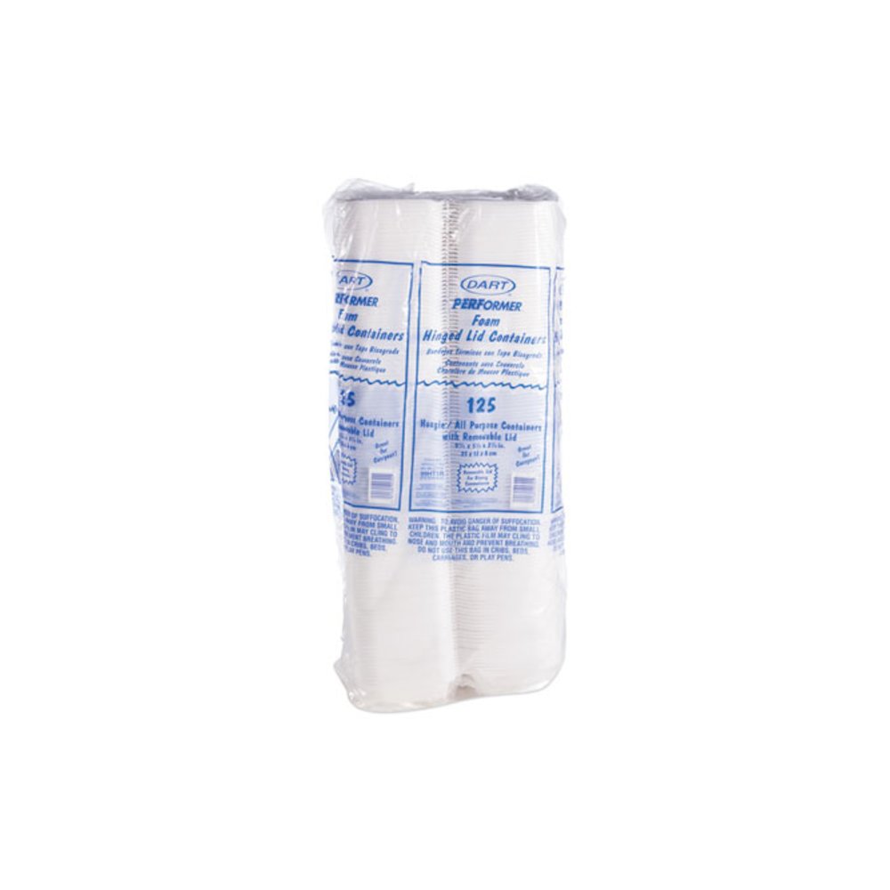 Foam Hinged Lid Container, Hoagie Container with Removable Lid, 5.3 x 9.8 x 3.3, White, 125/Bag, 4 Bags/Carton. Picture 4