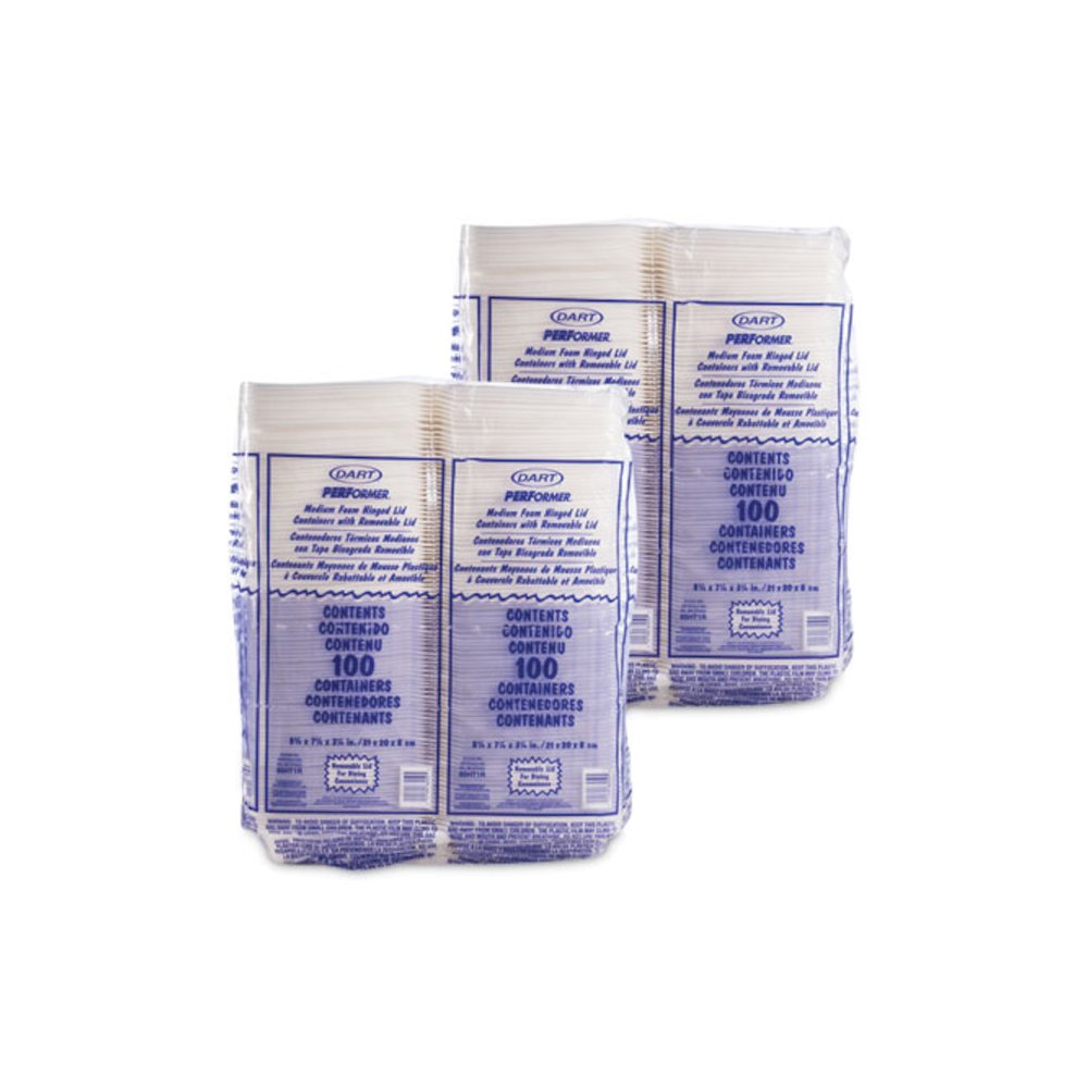Foam Hinged Lid Containers, 8.38 x 7.78 x 3.25, White, 200/Carton. Picture 4