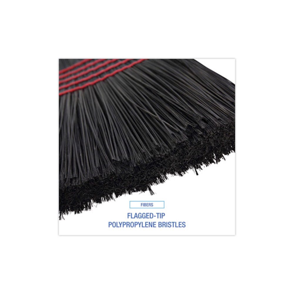Flagged Tip Poly Bristle Janitor Brooms, 10 x 58.5, Wood Handle, Natural/Black, 12/Carton. Picture 4