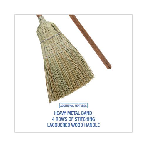 Corn/Fiber Brooms, Corn/Synthetic Fiber Bristles, 60" Overall Length, Gray/Natural, 6/Carton. Picture 3