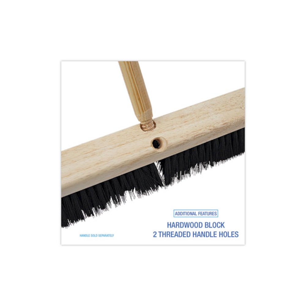 Floor Brush Head, 3" Black Medium Weight Polypropylene Bristles, 18" Brush. Picture 3