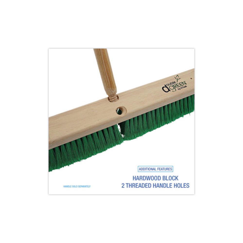 Floor Broom Head, 3" Green Flagged Recycled PET Plastic Bristles, 24" Brush. Picture 3