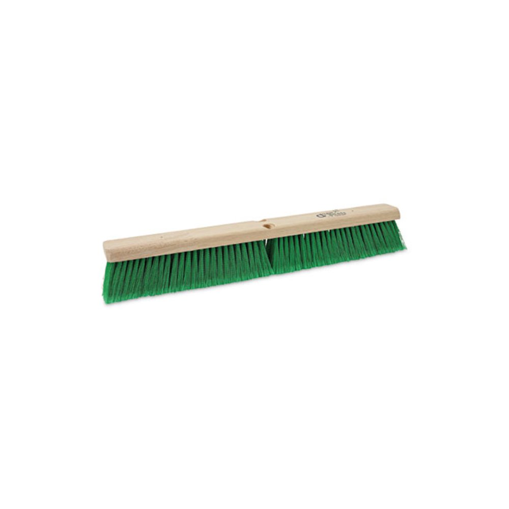 Floor Broom Head, 3" Green Flagged Recycled PET Plastic Bristles, 24" Brush. Picture 1