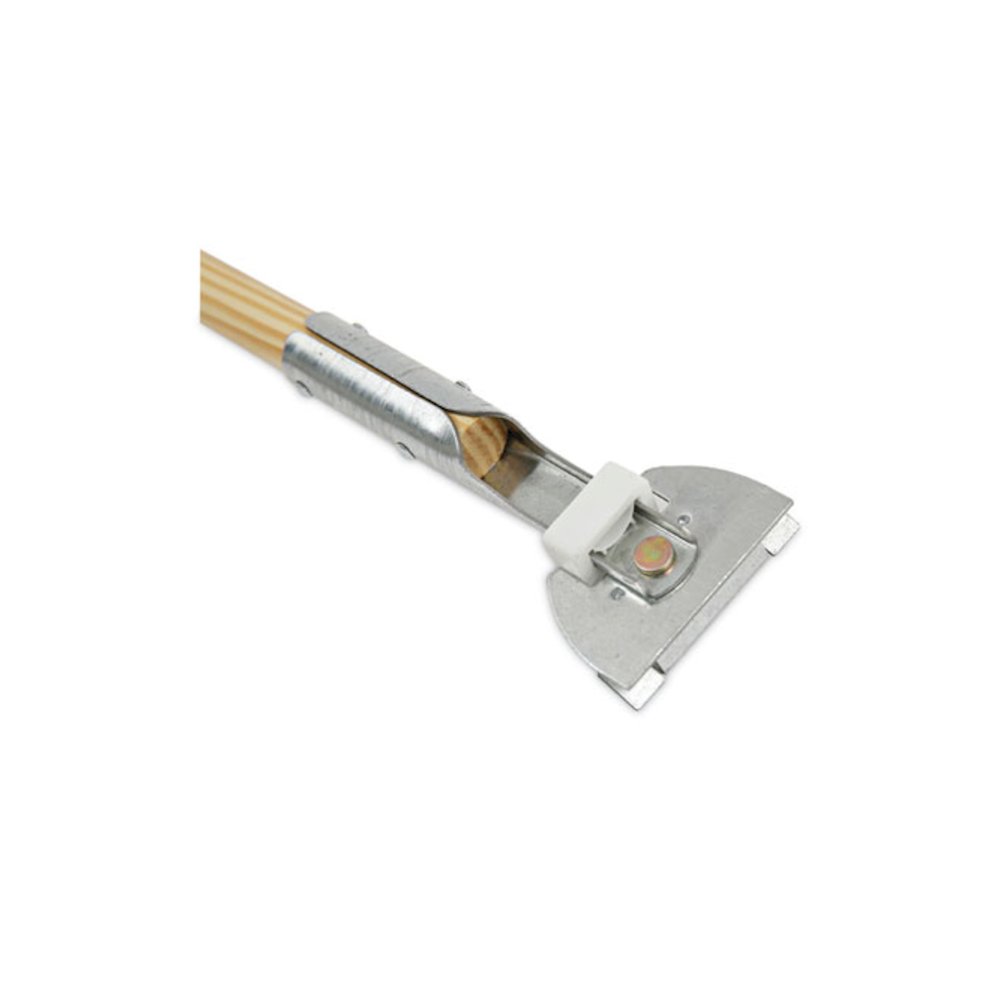 Clip-On Dust Mop Handle, Lacquered Wood, Swivel Head, 1" dia x 60", Natural. Picture 6