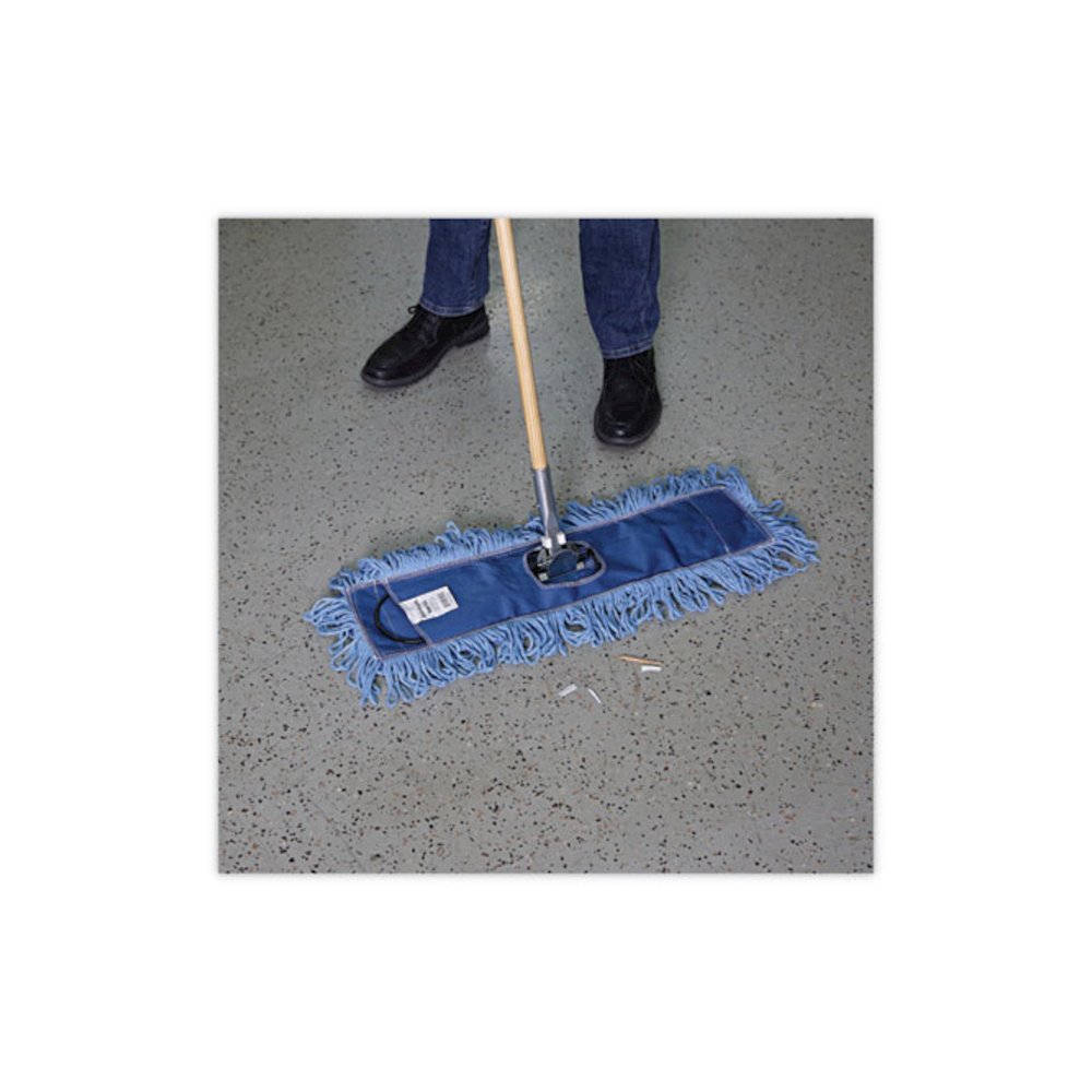 Dust Mop Head, Looped-End, Cotton/Synthetic Fibers, 24 x 5, Blue. Picture 5