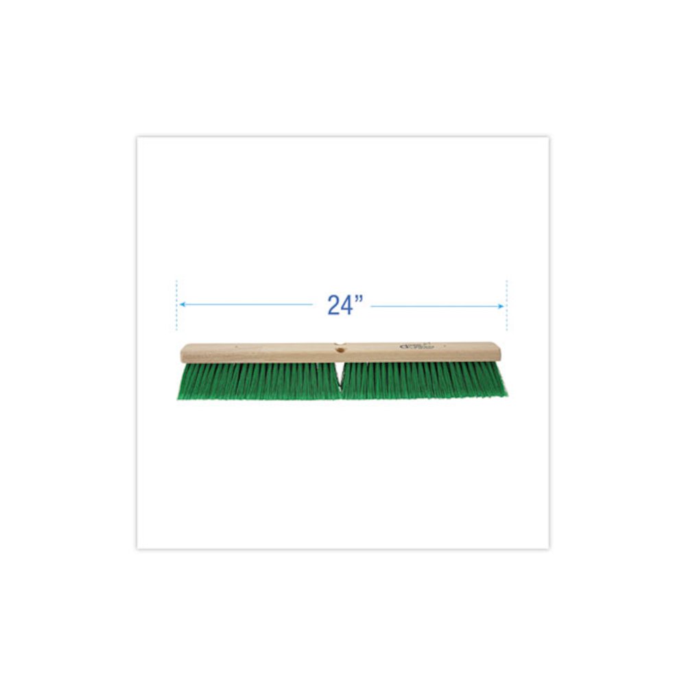 Floor Broom Head, 3" Green Flagged Recycled PET Plastic Bristles, 24" Brush. Picture 2