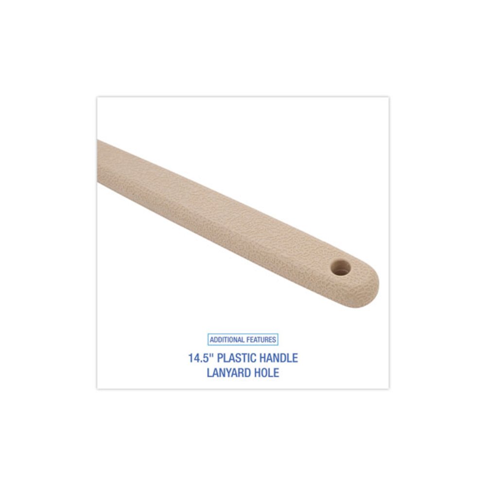Utility Brush, Cream Polypropylene Bristles, 5.5" Brush, 14.5" Tan Plastic Handle. Picture 3