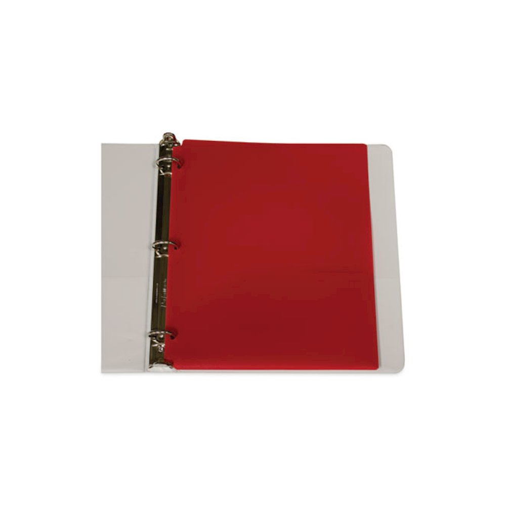 Two-Pocket Heavyweight Poly Portfolio Folder with 3-Hole Punch, Accommodates 11 x 8.5 Sheets, Red, 25/Box. Picture 4
