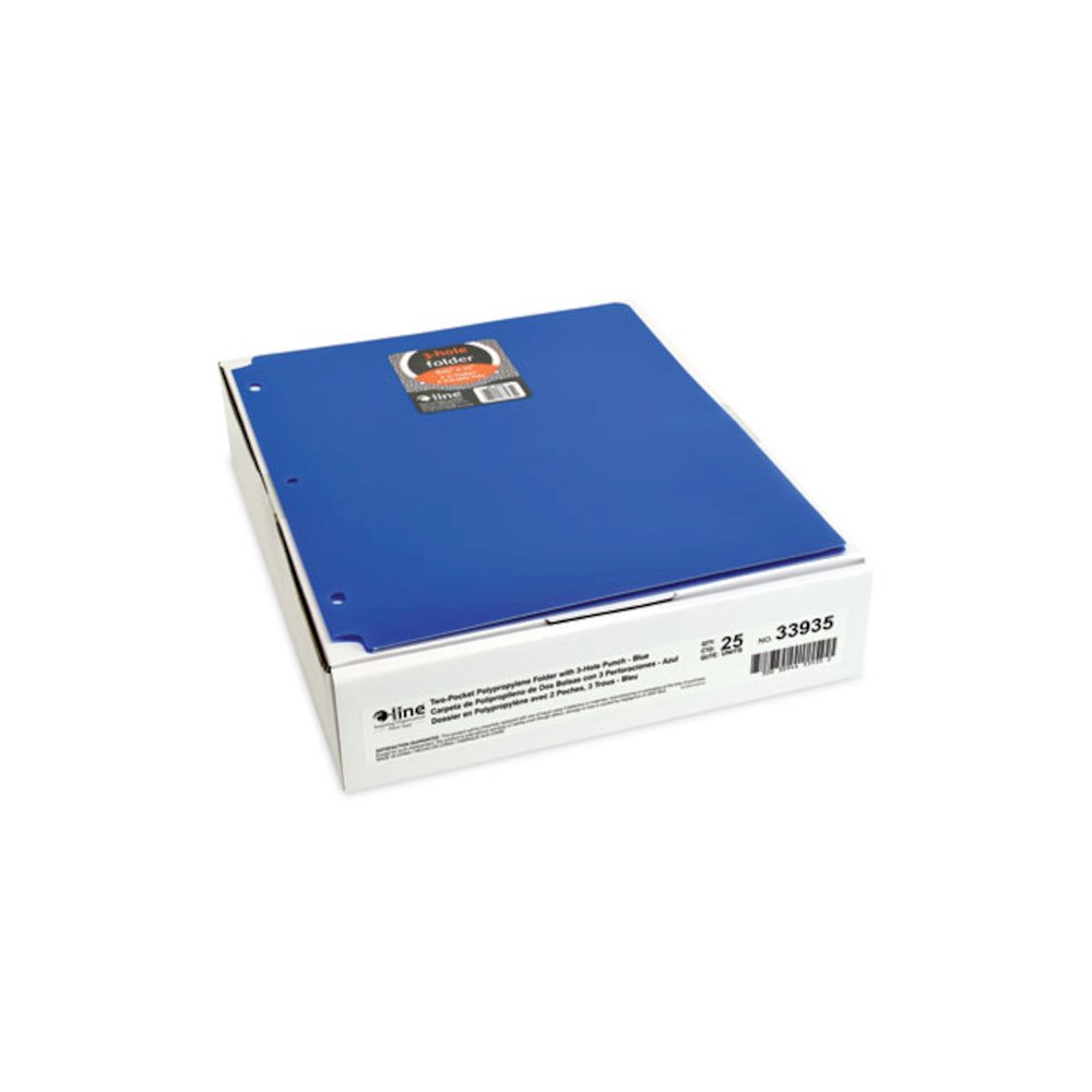 Two-Pocket Heavyweight Poly Portfolio Folder with 3-Hole Punch, Accommodates 11 x 8.5 Sheets, Blue, 25/Box. Picture 2