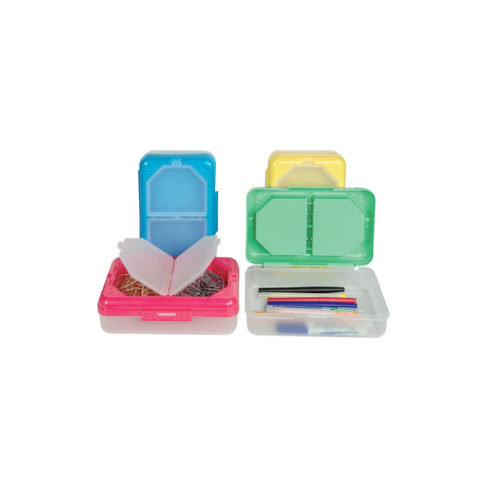 Storage Box, 3 Compartments, 8.25" x 5.43" x 2.43", Assorted Colors, 12/Carton. Picture 5